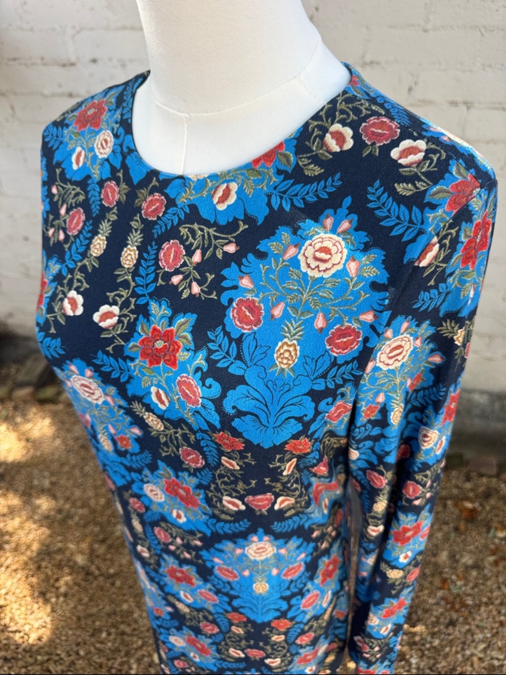 FARM Rio Arabesque Floral Blue Jersey Midi Dress Size M - Picture 11 of 15